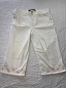Gloria Vanderbilt The Perfect Fit weiß Blumen bestickt Cropped Hose Gr. 16 - Bild 1 von 6