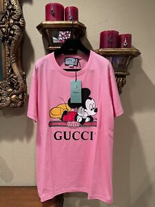 100% Authentic GUCCI x Disney Micky Mouse Pink Cotton T-Shirt Size: M