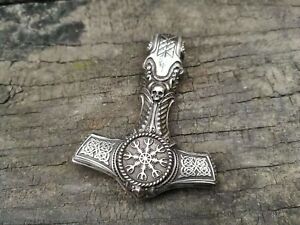 MJOLNIR NECKLACE THOR'S HAMMER 925 PENDANT VIKING JEWELRY PAGAN NORSE NECKLACE
