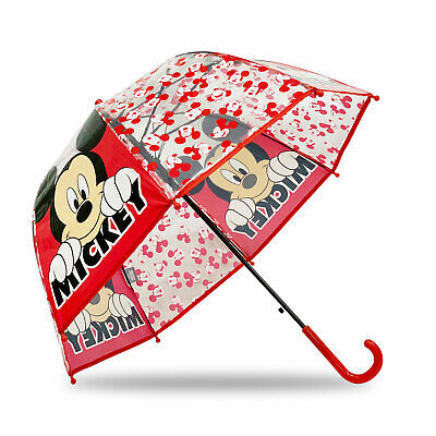 Ombrello Disney Mickey Mouse Trasparente Automatico Bambini Manico Ufficial 4579 • 14.99€