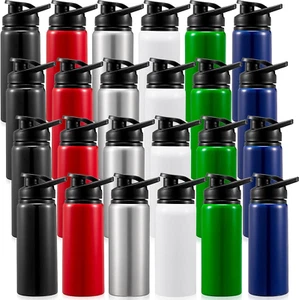 24 Pcs Water Bottles Bulk Aluminum 17 Oz Metal Sports Gym Hiking Reusable Bottle - Picture 1 of 7