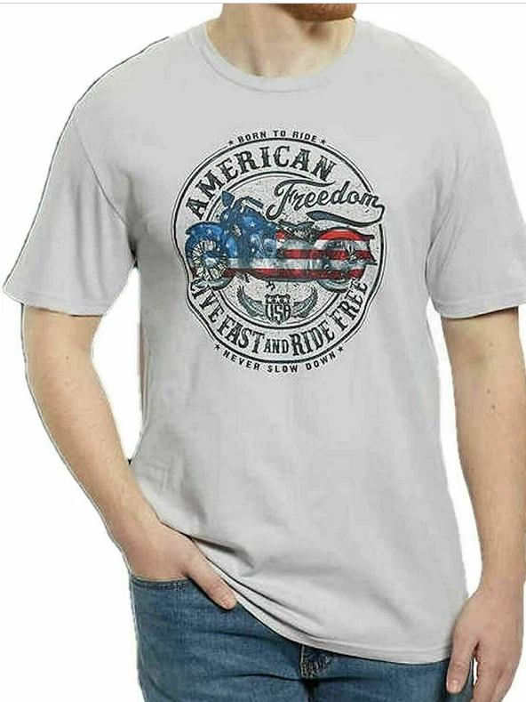 GREAT AMERICAN LAKES & TIMBER MEN'S PATRIOTIC GRAPHIC T-SHIRT(GRAY SMALL)NWT - Image 1 of 1