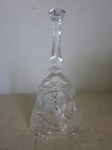 CUT GLASS BELL BEAUTIFUL BIRD LEAF MOTIF HEAVY HIGH QUALITY POSSIBLY EUROPEAN - Picture 1 of 3