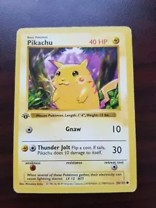 Pokemon 1st Edition Pikachu Red Cheeks Base Set Shadowless Vintage TCG 58/102 - Picture 1 of 2
