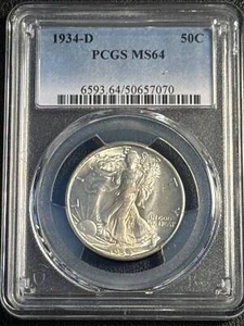 1934 D Half Dollars Liberty Walking PCGS MS-64 - Picture 1 of 2