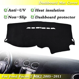 1pc Black Dashboard Cover Pad Dashmat Mat For Ford Focus 2 MK2 2005-2011 LHD - Picture 1 of 6