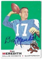 DON MEREDITH 1969 Topps Signed Autographed Football card #75 Dallas Cowboys COA