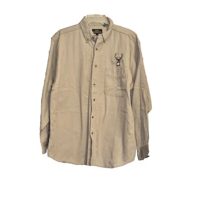 Camisa Blue Generation LS Para Hombre L L L Lona Caqui Ciervo Emblema Foto 1 de 4