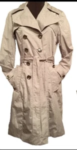 Calvin Klein XS Trench Jacket Coat Woman Rain Belt Light Print Beige SOLD AS IS - Bild 1 von 18