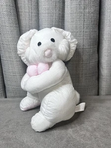 Peluche vintage coniglietto coniglio vinile paracadute bianco rosa fiocco Corea peluche giocattolo - Foto 1 di 10