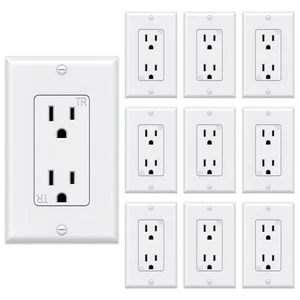 Decorator Electrical Wall Outlet White, Tamper-Resistant Duplex Receptacle, R... - Picture 1 of 7