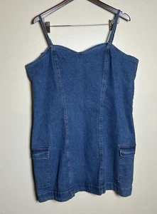 Celebrity Pink Damen Denim Cargo Bodycon Kleid Gr. XXXL Blau Retro 90er Freizeit - Bild 1 von 16