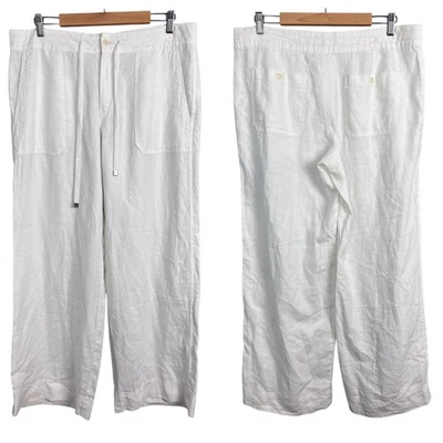Lauren Ralph Lauren Womens 12 Pants 100% Linen Wide Leg Drawstring Beach Trouser - Image 1 of 4