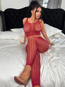 Ensemble de lingerie rouge transparent sexy pour une soirée inoubliable - Imagen 1 de 7