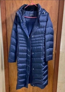 NXT to NEW "LANDS’ END" Long Down Puffer Coat, Navy Blue Sz:M - Picture 1 of 6