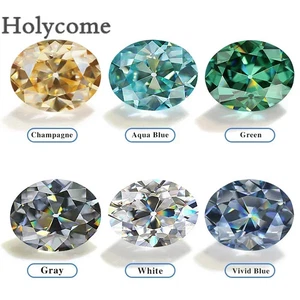 Never Fade European Cut Moissanite Oval Shape Multicolored Loose Stone Pass Test - Picture 1 of 25