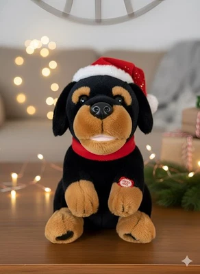 Li-Lo Rare Christmas Animated Plush Rottweiler Dog - Image 1 of 4