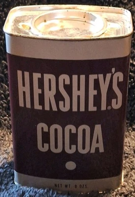 Vintage Empty Hershey's Cocoa Tin Can w/ Recipes 8 Oz Collectible Decor USA Made - Image 1 of 4