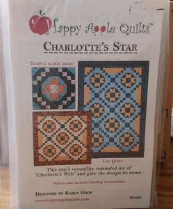 Happy Apple Quilts Charlottes Star Quilt Pattern Karen Grof 2006 - Picture 1 of 1