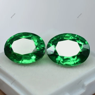 16.75 Ct Natural Tsavorite Green Garnet Oval Cut CERTIFIED Loose Gemstone Pair - Image 1 of 4