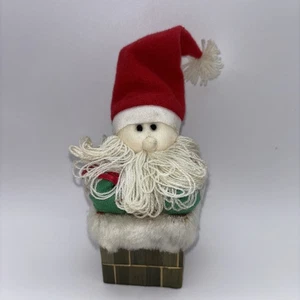 Weihnachtsmann handgefertigt 50er Jahre Plüsch Figur roter Anzug im Schornstein - Bild 1 von 7