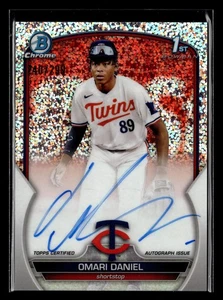 Omari Daniel 2023 1st Bowman Chrome Speckle Refractor Rookie Auto /299 Twins RC - Bild 1 von 2