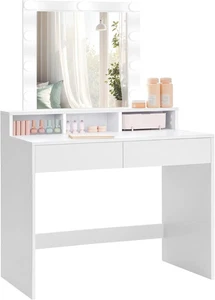 Dressing Table LED Lights Vanity Table with Mirror Makeup Table White RDT194T14 - Picture 1 of 12