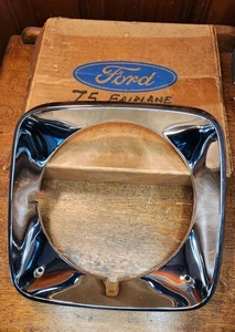 NOS 1974-76 FORD GRAND TORINO ELITE LH CHROME HEADLIGHT BEZEL D5OZ-13064-B - Picture 1 of 9
