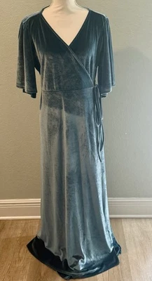 BALTIC BORN Meghan Velvet Wrap Maxi Dress Persian Blue Teal Size XXL 2XL - Image 1 of 4