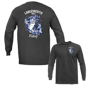 Largemouth Bass Legend Fishing Outdoor Sport Long Sleeve T-shirt - Picture 1 of 17