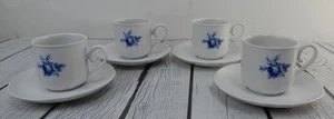 Seltmann Weiden Bavaria Cobalt Blue Roses Set of Four ~5 oz Cups and Saucers - Picture 1 of 9