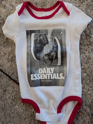 Jordan Nike Air Baby Boy's 6/9M Red Bodysuit Daily Essentials Born and Bred  - Image 1 of 3