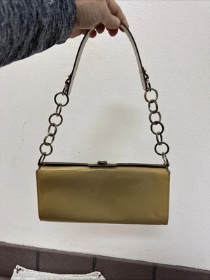 Salvatore Ferragamo Hand Bag Beige, Patent, Leather, Silver Auth AU-21/5321￼ - Image 1 of 4