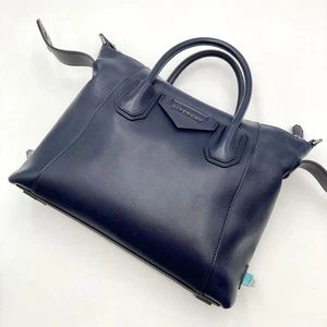 Bolso Givenchy Antigona Suave Azul Marino Bidireccional Cuero Raro Difícil de Encontrar Para Mujer Usado - Imagen 1 de 12