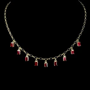 925 Sterling Silver Necklace Octagon Ruby 7x5mm Natural Gemstone Jewelry 18.5in - Picture 1 of 13