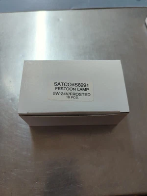 10 SATCO/USHIO S6991 5W 24V  FESTOON FROSTED XENON LAMP X5T3 1/4 F 24V  - Image 1 of 4