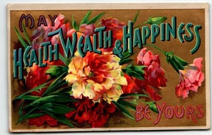 Postcard May Health Wealth & Happiness Be Yours PM 1911 DB - Picture 1 of 2