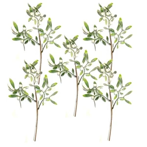SET OF 5 Artificial Glittered Mistletoe Plant Sprays 32cm - Faux Christmas Decor - Picture 1 of 5