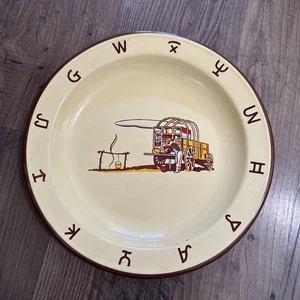 Plato de cena vintage MONTERREY WESTERN WARE esmaltado vaquero Chuckwagon 10,25" - Imagen 1 de 3
