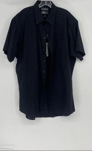 Covington Mens Black Cotton Blend Classic Fit Short Sleeve Button-Up Shirt Sz 17 - Picture 1 of 6