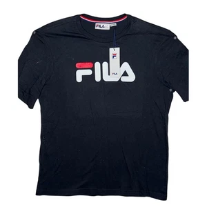FILA Classic Wordmark Logo T-Shirt Schwarz Herren Gr. XL Neu mit Etikett Kurzarm Baumwolle - Bild 1 von 8