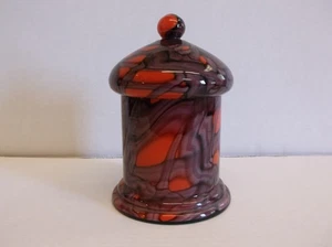 Vintage Czechoslovakia Art Deco 'End of Day Spatter' Pattern Lidded Glass Jar - Picture 1 of 1