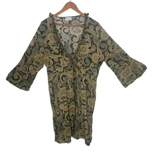 Mud Pie Beach Swimwear Cover Up Dress Floral Paisley Size XL Brown Resort - Picture 1 of 7