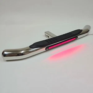 36" L 2" Receiver Tow Hitch Bar 3" Round Curved Chrome LED Brake Light Universal - Bild 1 von 13