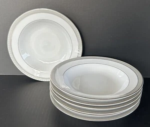 Juego de 7 cuencos de sopa de 8 1/2" de porcelana fina Mikasa Platinum Crown L3428 - Imagen 1 de 10