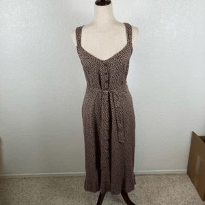 Abercrombie & Fitch leopard animal print midi tank sundress women’s L NEW - Picture 1 of 15