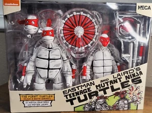 NECA TMNT Teenage Mutant Ninja - 2 Pack Eastman Laird's First Turtles B&W - NEW - Picture 1 of 10