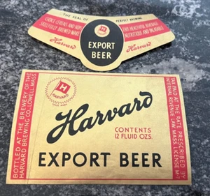 B) IRTP HARVARD EXPORT BEER 12 OZ BOTTLE & NECK LABEL HARVARD BREWING LOWELL MA - Picture 1 of 1