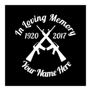 In Loving Memory Guns Cruzado/Vinilo Personalizado Vehículo Memorial Calcomanía Adhesiva 7" - Imagen 1 de 2