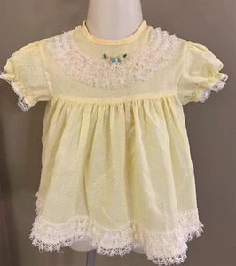 Vintage Walt Disney WINNIE THE POOH Infant DRESS 20-25lbs BABY GIRL Dots Lace - Picture 1 of 3